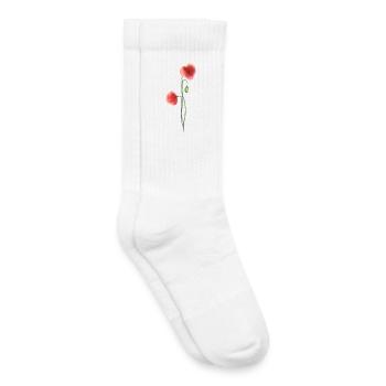 Flower: red poppy - Kids Tennis Socks - white - Right
