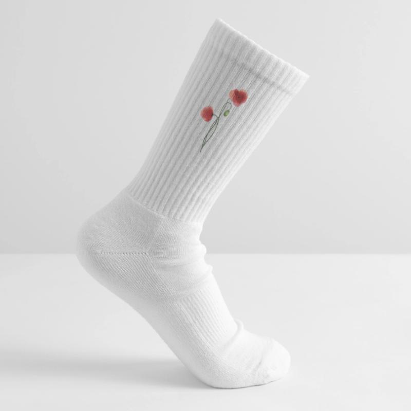 Blume: roter Mohn Kinder Tennissocken