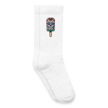 funny skull ice motif - Día de Muertos - Kids Tennis Socks - white - Right