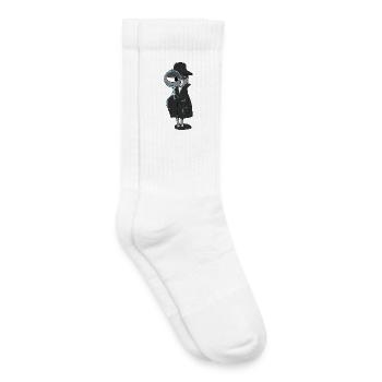 Llama detective with magnifying glass - Kids Tennis Socks - white - Right