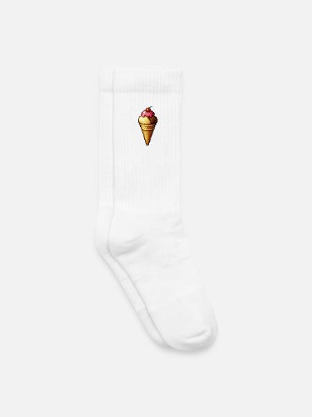 Retro Pixel Eiscreme Cone - Kids Tennis Socks - white