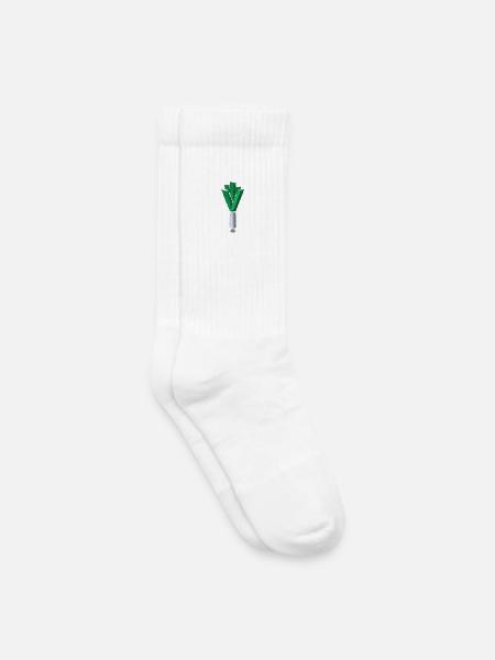 Lauch bestickt - Kinder Tennissocken - Weiß
