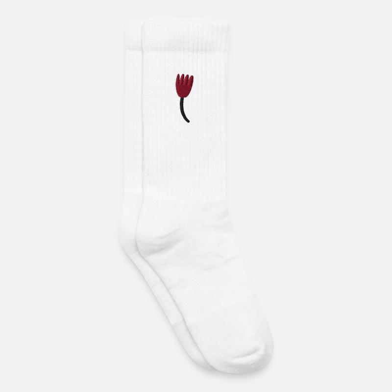 Tulpe bestickt - Kinder Tennissocken - Weiß
