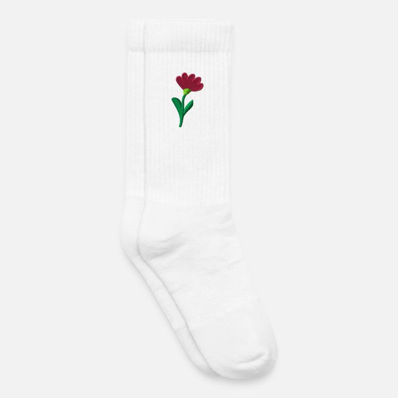 Fleur brodée - Chaussettes de tennis bio enfant - blanc