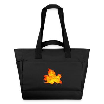 Polygonales Herbst Ahorn Baum Blatt Poly Kunst - Wasserabweisende Padded Bag - Schwarz - Vorne