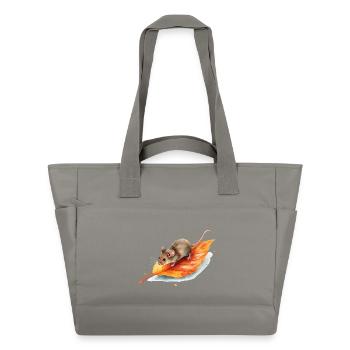 Mouse on Autumn Leaf Watercolor Motif - Water-Repellent Padded Bag - grey - Front