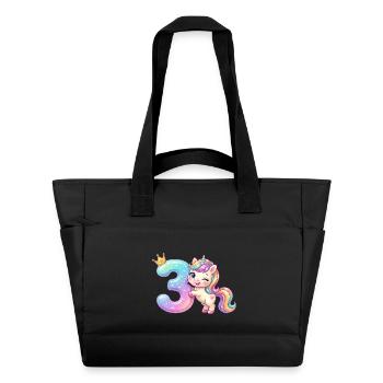 J’ai 3 ans de fille licorne Kawaii - Sac matelassé déperlant - noir - Devant