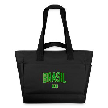 Brasil Vintage Schriftzug mit Flagge - Wasserabweisende Padded Bag - Schwarz - Vorne