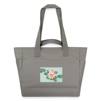 Seerosenblüten mit Knospe im Seerosenteich - Wasserabweisende Padded Bag - Grau - Vorne