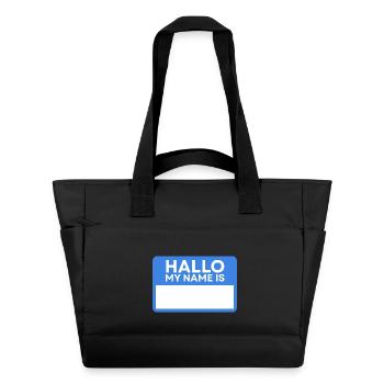 Hallo Name Blau Namensschild - Wasserabweisende Padded Bag - Schwarz - Vorne