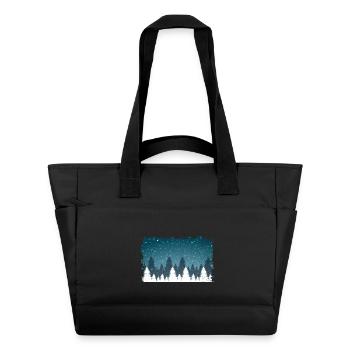 Snowfall | White fir trees, frayed edge - Water-Repellent Padded Bag - black - Front