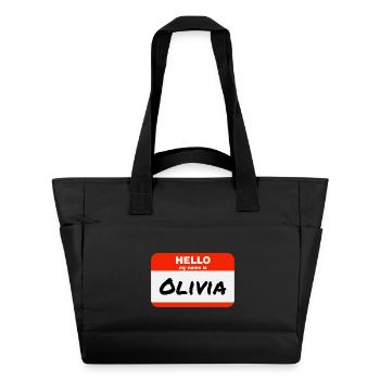Hello My Name Is Olivia Label Name Tag - Water-Repellent Padded Bag - black - Front