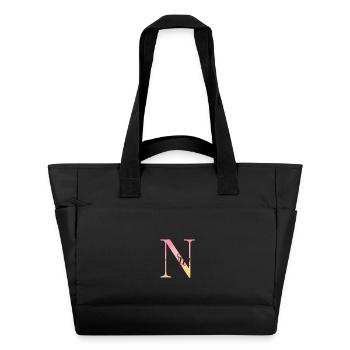 N | Monogramm | Name | Nora |Watercolor - Wasserabweisende Padded Bag - Schwarz - Vorne
