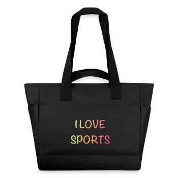 I Love Sports – Bunte Gradient-Schrift - Wasserabweisende Padded Bag - Schwarz - Vorne