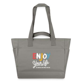 Enjoy Your Life Shirt – Gratitude Saying - Water-Repellent Padded Bag - grey - Front