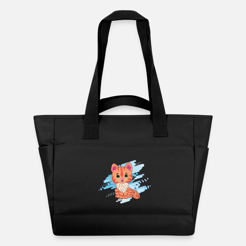 Süße orangefarbene Katze mit Schal - Wasserabweisende Padded Bag - Schwarz