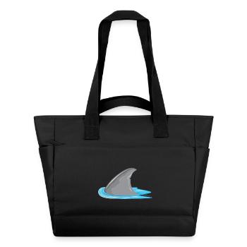 Requin en vue! Aileron de requin dans la mer - Sac matelassé déperlant - noir - Devant