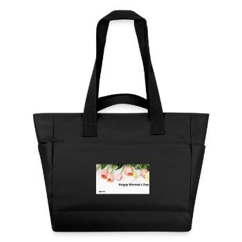 Bonne Journée des Femmes, Tulipes Roses - Sac matelassé déperlant - noir - Devant