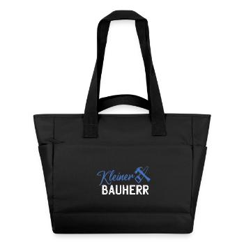 Logo de petit constructeur avec marteau et scie - Sac matelassé déperlant - noir - Devant
