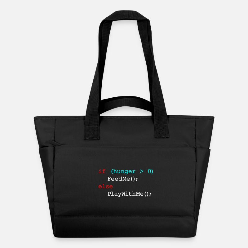 If hunger feed me else play with me - JavaScript - Water-Repellent Padded Bag - black