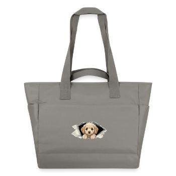Niedlicher Cockapoo Goldendoodle Zerrissenes Papier - Wasserabweisende Padded Bag - Grau - Vorne