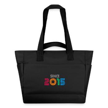 Seit 2015 | Retro-farbenes Geburtstagsjahr - Wasserabweisende Padded Bag - Schwarz - Vorne
