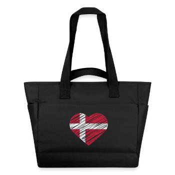 I Love Denmark With Denmark Flag In a Heart Shirt - Wasserabweisende Padded Bag - Schwarz - Vorne