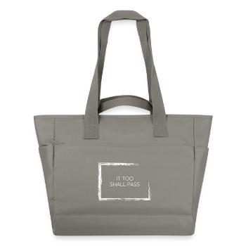 Auch sie wird minimalistisches Weisheitszitat T-Wear bestehen - Wasserabweisende Padded Bag - Grau - Vorne
