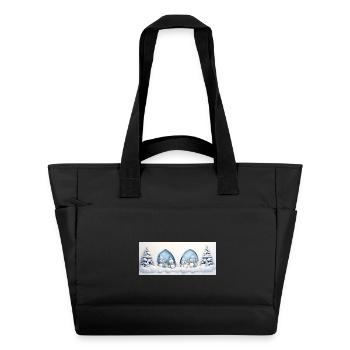 Petit bonhomme de neige avec sapins de noël - Sac matelassé déperlant - noir - Devant