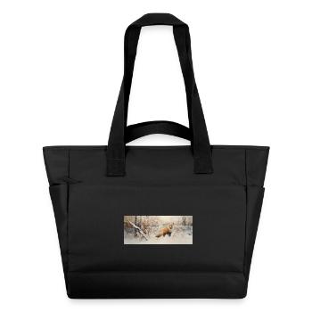 Renard paysage neige - Sac matelassé déperlant - noir - Devant