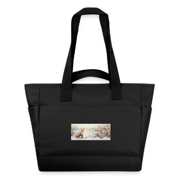 Renard paysage neige - Sac matelassé déperlant - noir - Devant
