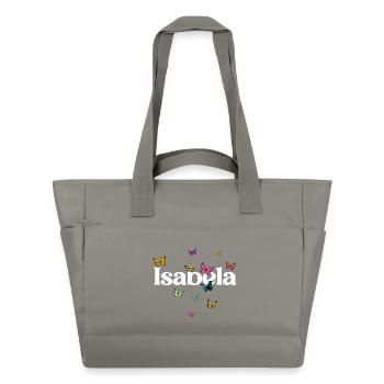 Beautiful girl's name with butterflies ISABELA - Water-Repellent Padded Bag - grey - Front