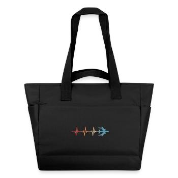 Flugzeug Herzschlag Pilot Luftfahrt Flieger - Wasserabweisende Padded Bag - Schwarz - Vorne