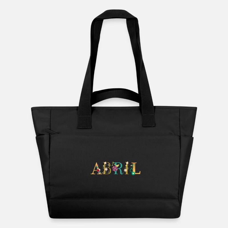 ABRIL Name Decorated with Flowers - Water-Repellent Padded Bag - black