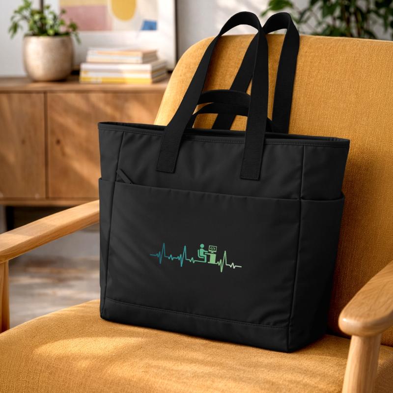 Heartbeat Programmer Developer Water-Repellent Padded Bag