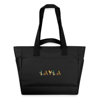 LAYLA Name Art With Flowers Embroidered - Water-Repellent Padded Bag - black - Front