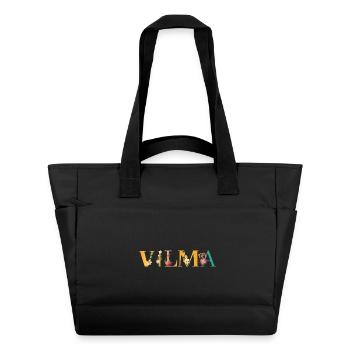 VILMA name decorated with flowers - Water-Repellent Padded Bag - black - Front