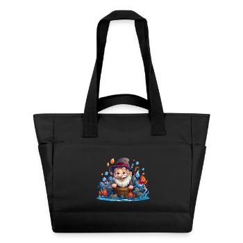 Pêcheur joyeux avec des poissons colorés - Sac matelassé déperlant - noir - Devant