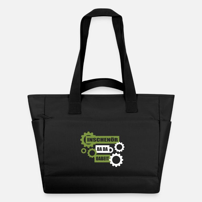 Inschenör ba da Oabeit, engineer at work - Water-Repellent Padded Bag - black