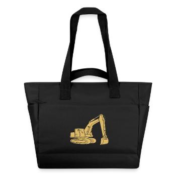 Bagger Silhouette Baugeräteführer Tiefbau - Wasserabweisende Padded Bag - Schwarz - Vorne