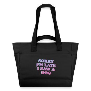 Sorry I’m Late – Lustiges Hunde-Statement - Wasserabweisende Padded Bag - Schwarz - Vorne