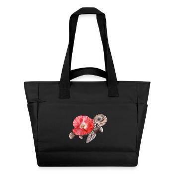 Süße Schildkröte mit Mohnblume - Wasserabweisende Padded Bag - Schwarz - Vorne