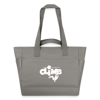 climb klettern Kletterschule Felsen Berge Symbol - Wasserabweisende Padded Bag - Grau - Vorne
