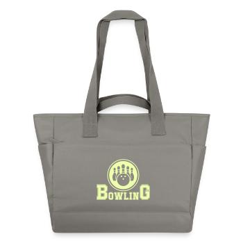 Retro Bowling Design in Neon Grün - Wasserabweisende Padded Bag - Grau - Vorne