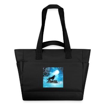 Loup génial dans la nuit - Sac matelassé déperlant - noir - Devant