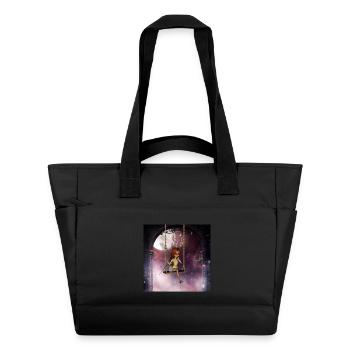 Petite fée sur une balançoire avec libellule - Sac matelassé déperlant - noir - Devant
