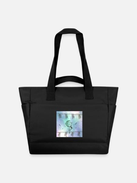 Capteur de rêves avec lune et plumes - Sac matelassé déperlant - noir