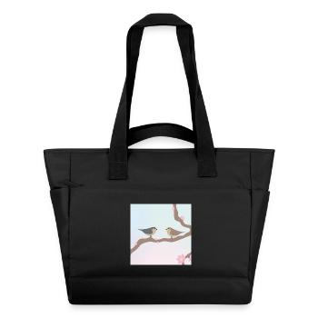 Oiseaux de printemps - Sac matelassé déperlant - noir - Devant