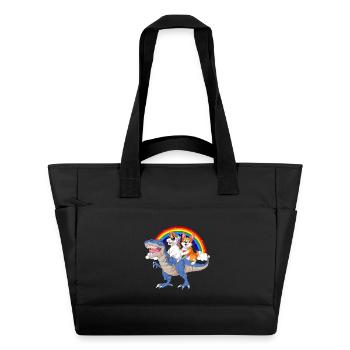 corgi et licorne chevauchant le dinosaure - Sac matelassé déperlant - noir - Devant