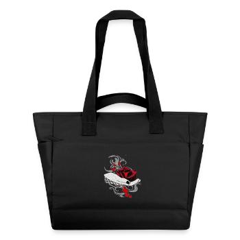 Tribals, Hände, Rosenblüte, Blutflecken - Wasserabweisende Padded Bag - Schwarz - Vorne